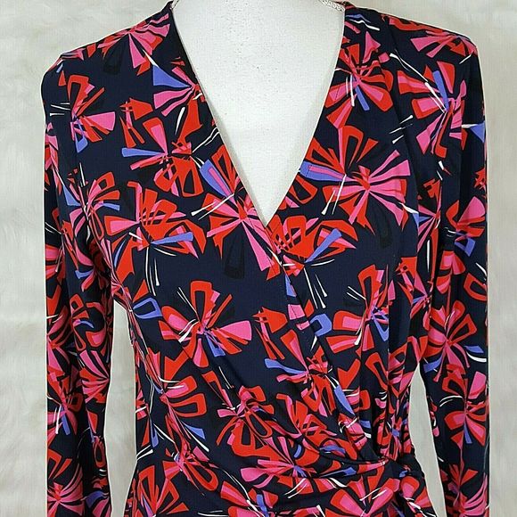 Anne Klein Dress Comfort Stretch Faux Wrap Red - Picture 7 of 8